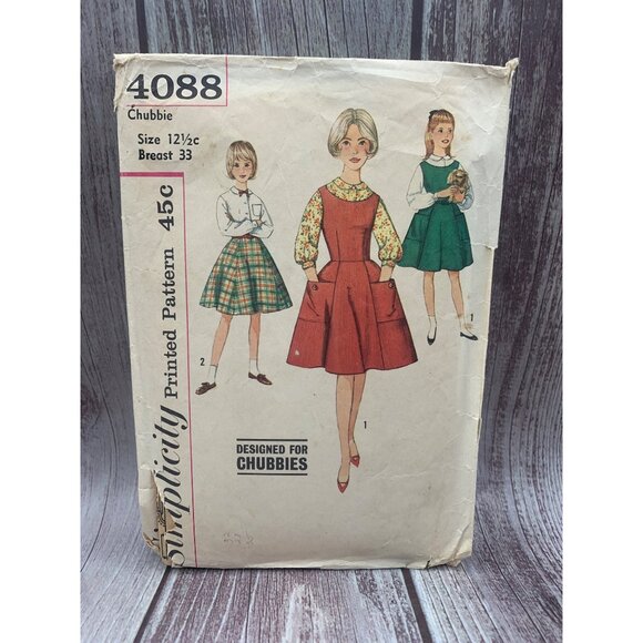 Simplicity Misses Chubbie Jumper Skirt Blouse Sewing Pattern sz 12.5 4088 - cut - Picture 1 of 13